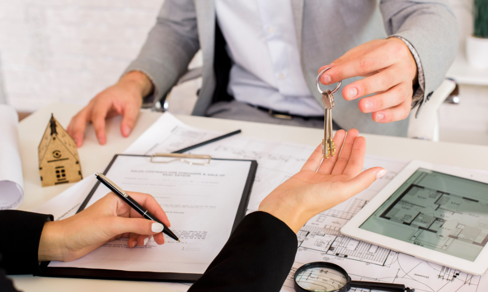 Real estate investment agreement with keys handed over